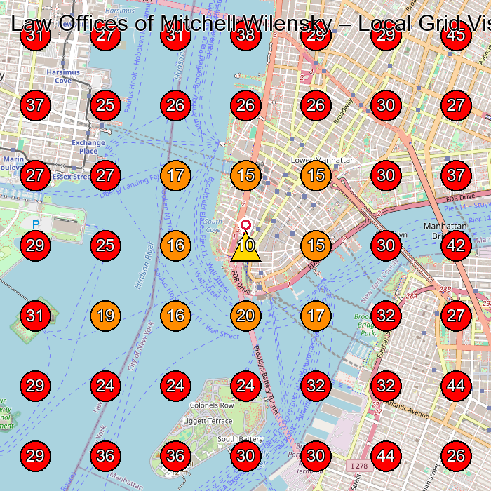 Law Offices of Mitchell Wilensky GeoGrid visibility map for Law Firm in New York